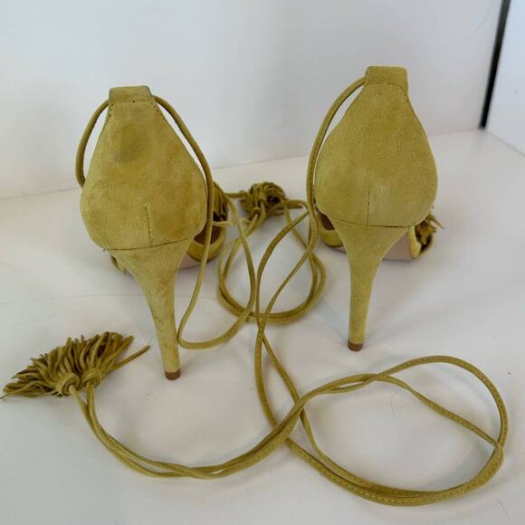 Steve Madden Womens size 8 yellow Sassey lace up heels - Picture 2 of 8